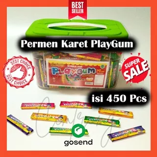 Permen Karet PlayGum Box Isi 450 Pcs FREE Toples Permen Rasa Tutti Frutti Flavour