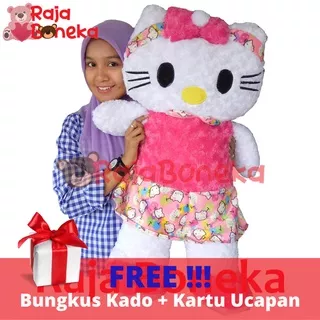 Boneka Hello Kitty Besar Jumbo Pita Bahan Halus Bonus Bungkus Kado Gratis Kartu Ucapan Ulang tahun