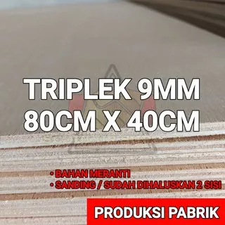PAPAN KAYU TRIPLEK / MULTIPLEK 9MM MERANTI MLH UTY UKURAN 80 x 40 cm / Alas triplek hambalan