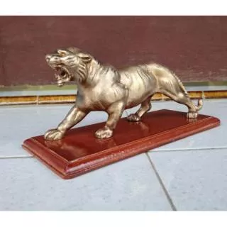 Original Miniatur pajangan kuningan murni bentuk harimau macan panther