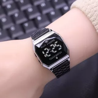 Jam Tangan Wanita Hush Puppies LED Touch Screen H6554N Tali Rantai Free Box & Baterai