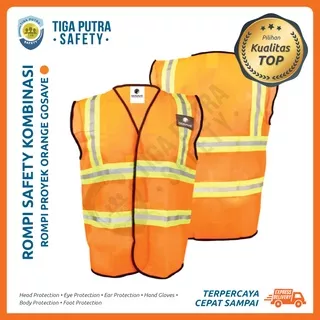 Rompi Safety Proyek Orange / Safety Vest Kombinasi Scotlight Gosave