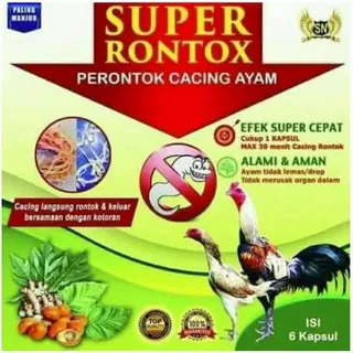 Obat Cacing Ayam Super Rontok Rontox SN Kapsul Perontok Cacing Ayam Sasana Ngapak Ori