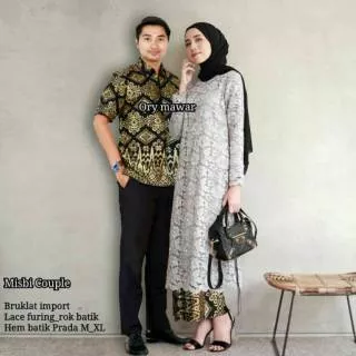 MISBI COUPLE SARIMBIT BATIK KEBAYA BROKAT BRUKAT BRUKLAT WARNA HIJAU BOTOL UNGU NAVY MUSTARD ABU ABU