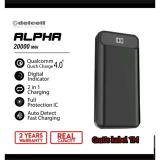 Powerbank delcell alpha 20.000 mah real kapasitas. Fast charging. Original