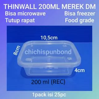 Thinwall food container 200ml kotak/Tempat penyimpanan makanan/Cup salad/Cup puding/ Dessert box