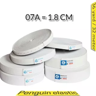 karet pinggang celana kolor rok lebar 2cm warna putih merk  penguin dan natex kode 07A per roll