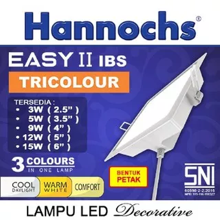 Lampu Ceiling Led Tanam Plafon 3 Warna Cahaya Hannochs Easy 12w Petak 12 Watt