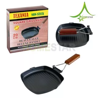 TEXANIA Square Grill Pan 20 CM/Teflon Wajan BBQ-GRILL-TUMIS SERBAGUNA