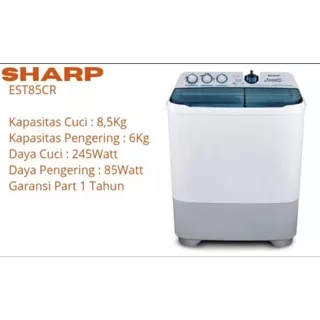 Mesin cuci Sharp 2 tabung 8,5kg EST85CR