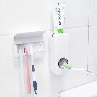 Dispenser Odol Pasta Gigi Sikat Gigi Toothpaste Dispenser Touch Me dan Brust Holder Set Otomatis