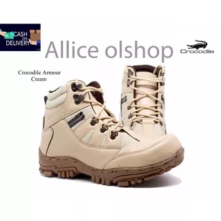 SAFETY BOOTS Crocodile Armour / Cream / Black / Brown - Sepatu Boots Pria Safety / Tracking