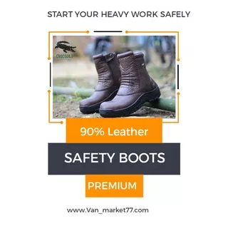 Sepatu Safety Boots Pria Kulit asli / sepatu kerja /sepatu tambang /sepatu tinggi