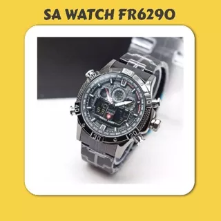 Jam Tangan Fashion Pria SA4531 Watch Dual Time FR6290 Strap Rantai Premium