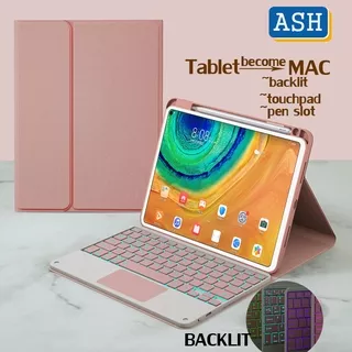 ASH Backlit Touchpad Keyboard Case For iPad Air 4th 10.9 2020 Pro 11 2018 Air 3 10.5 Air 3 2 10.2 7th 8th with Pencil Holder Soft Silicone Back Leather Cover