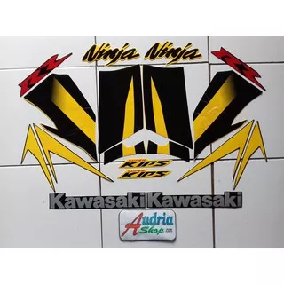 Variasi Striping Stiker Motor Kawasaki Ninja RR 2012 Hitam-Kuning