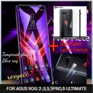 ASUS ROG PHONE 6 , 6 Pro ,  5 ,5 pro ,5 ultimate , rog 3 , 2 TEMPERED GLASS BLUE RAY  ANTI GORES KAMERA + GARSKIN