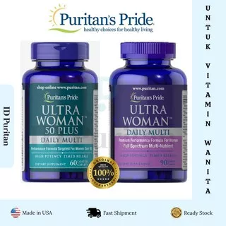 Puritan Pride VItamin Suplemen Ultra Woman™ 50 Plus dan Daily Multi Timed Release 90