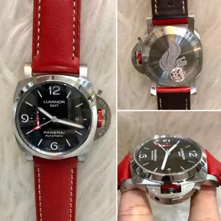 KERATON JAM TANGAN PRIA LUMINOR GMT PANERAI AUTOMATIC JAPAN MERAH DIAMETER 5CM