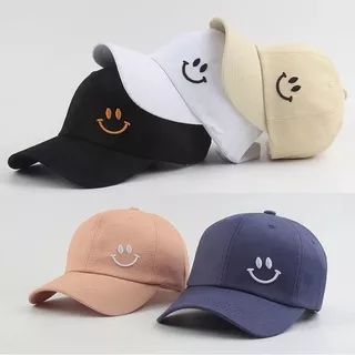 topi baseball bordir smile murah harha grosir bisa cod pria wanita