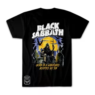 BLACK SABBATH BORN IN A GRAVEYARD - Premium Tshirt / Kaos Oversize / Aesthetic Tee / Tumblr Tee / Casual / Korean / Japanese / Music / Band / Rock / Metal / Distro / Vintage / Unisex / Baju Atasan / Glowday Store