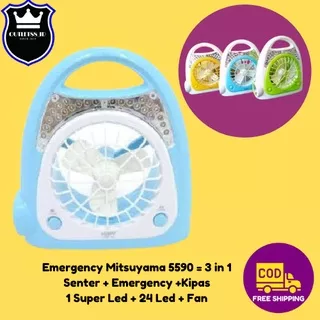 Kipas Lampu Emergency Mitsuyama MS 5590 Kipas Angin Portable Portabel dan Senter Led Super Terang