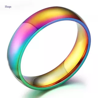 Hequ Fancyqube Classic Men Women Rainbow Colorful Ring Titanium Steel Wedding Band Ring Width