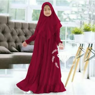 Nadira syari kid baju gamis anak tanggung plus hijab muslim 7-10 th gamis anak terbaru good quality