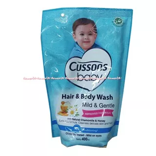 Cussons Baby Hair And Body Wash 400ml Mild And Gantle Sabun Dan Sampo Bayi Isi Ulang Refil biru