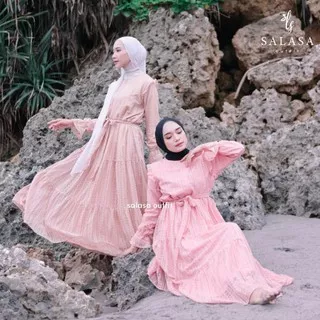 Dress Brukat ZEA ZIGA Premium Dress Gamis Putih Wanita Muslim Pesta Kondangan