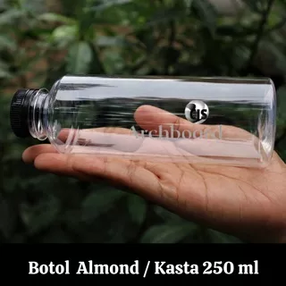 Botol Plastik Almond 250 ml / Botol Kasta 250 ml + Segel (100 pcs)