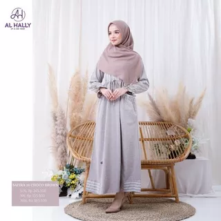 (COD) Terbaru gamis wanita muslim AL HALLY SAFIRA 29 Brown, Grey, Lilac ll gamis katun busui ORI