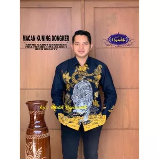 Batik Pria MACAN KUNING DONGKER Kemeja Full Furing Bahan Katun Sragenan