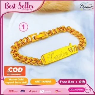 Gelang Nama Plat grafir Gold / Silver