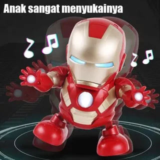 Mainan Anak Robot Ironman Joget Avengers Iron Man Spiderman Transformer Bumblebee Dance Hero Music
