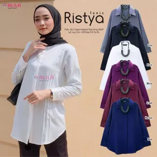 RISTYA TUNIC READY REALPICT!! FREE TASBIH LD105?? ori ALILA HIJAB TUNIK BUSUI GREY HITAM PUTIH MARUN