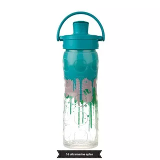 LifeFactory 16 oz Glass Bottle Active Flip Cap - Ultramarine splash