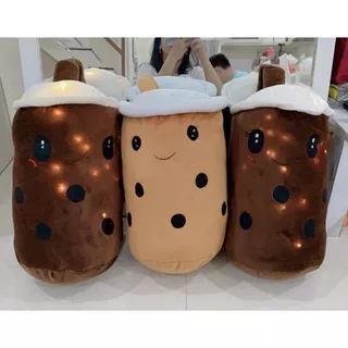 Boneka Boba Milk Tea Jumbo LED Bantal Boba Bantal Sofa Guling MilkTea Bubble Tea Boba Pearl Brown Sugar Kado Boneka Jumbo Big Size Bantal Boba Galon