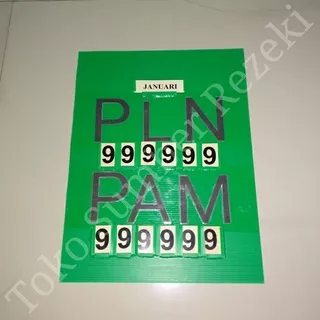 Papan Meter PLN PAM Meteran 6 Digit Angka Hijau Hitam 40×30CM Plastik Besar Lebar