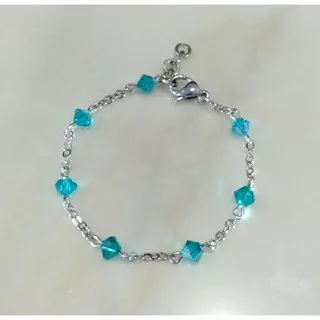 Gelang Kristal Swarovski Ori Model rantai. Ukuran anak (12cm) Kode G C01. Tersedia berbagai Warna