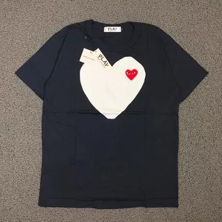 T SHIRT KAOS PLAY COMME DES GARCONS CDG BIG HEART WHITE RED NAVY AUTHENTIC PREMIUM BESTSELLER
