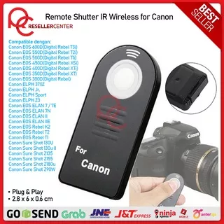 [IR SHUTTER CANON] Wireless IR Camera Remote Controller for Canon Camera / Remote Shutter IR Wireless for Camera DSLR Mirrorless CANON EOS 600D 550D 500D 450D 400D 350D 300D ELPH 370Z Jr. Sport Z3 and More - Black