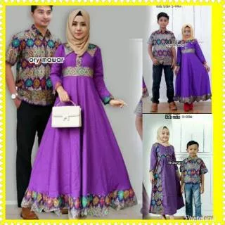 Gamis Couple Murah / Gamis Couple Modern / Gamis Batik Kombinasi / Baju Gamis Batik Couple /Keluarga