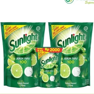 Sunlight LIme Sabun Cuci Piring 755ml refil 2pcs (free Sunlight 95ml)
