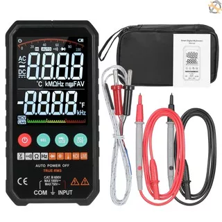 CUST Super Slim Palm Size 3.3-inch LCD Digital Multimeter 6000 Counts True RMS Universal Meter High Accuracy Smart Measure AC/DC Voltage Resistance Capacitance Frequency Continuity Diode NCV Test & Temperature Measurement COD