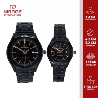 Mirage Original Jam Tangan Pasangan Couple Hitam Klasik Stainless Anti Karat 8754 Garansi 1 Tahun