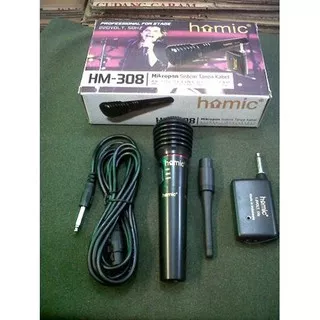 READY!! Mic Wireless Microphone Homic HM 308 Microfon Karaoke tanpa kabel Original