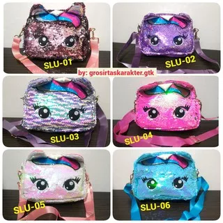 SEQUIN BAG Tas Fashion Anak Perempuan LOL Surprise Manik Payet 18cm Selempang Anak Import