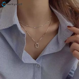 Fashion Multilayer Necklace Geometry Pendant Gold and Silver Necklaces Women Accessories Alloy Jewelry Accessories