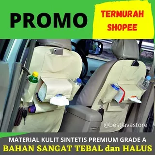 CAR SEAT ORGANIZER MOBIL KULIT TAS MOBIL KULIT JOK MOBIL BELAKANG CREAM